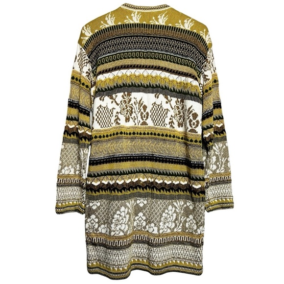 Vintage Dana Buchman Gold Brown Patterned Vneck Cardigan Medium - Picture 3 of 12